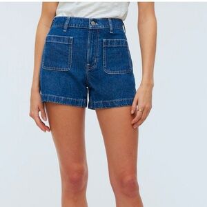 EUC Madewell Sailor High Waist Jean Shorts in Woodston Blue Size 29